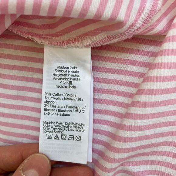 J.Crew Sz 14 Short-sleeve Collared Mini Dress Pink & White Striped Preppy NWT - Picture 16 of 16